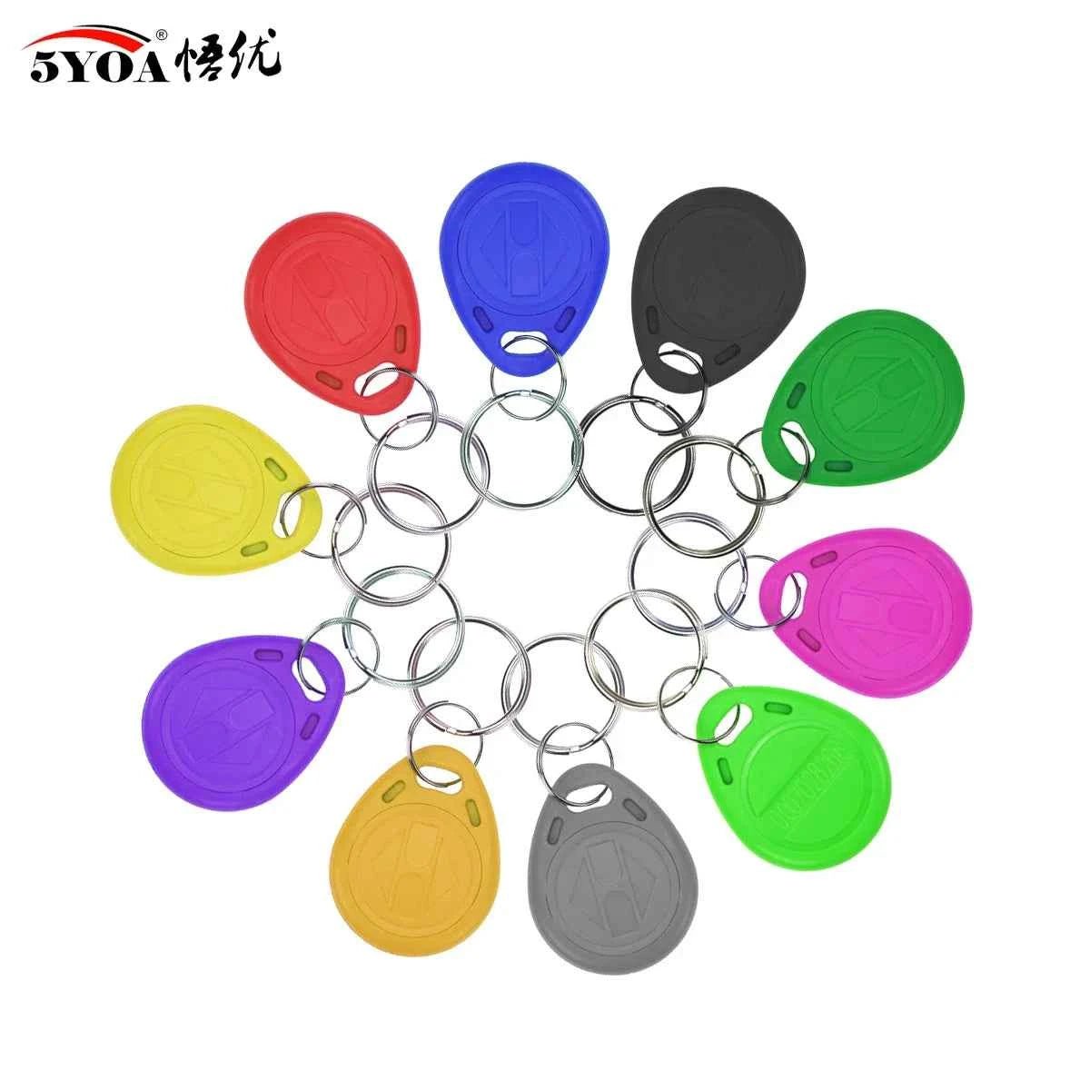 5YOA 10pcs 125KHz T5577 Keyfobs Rewritable Duplicate Tag 5200 Proximity Copy Access Card ID Token Ring RFID Cloner Keychain - Shoppiline