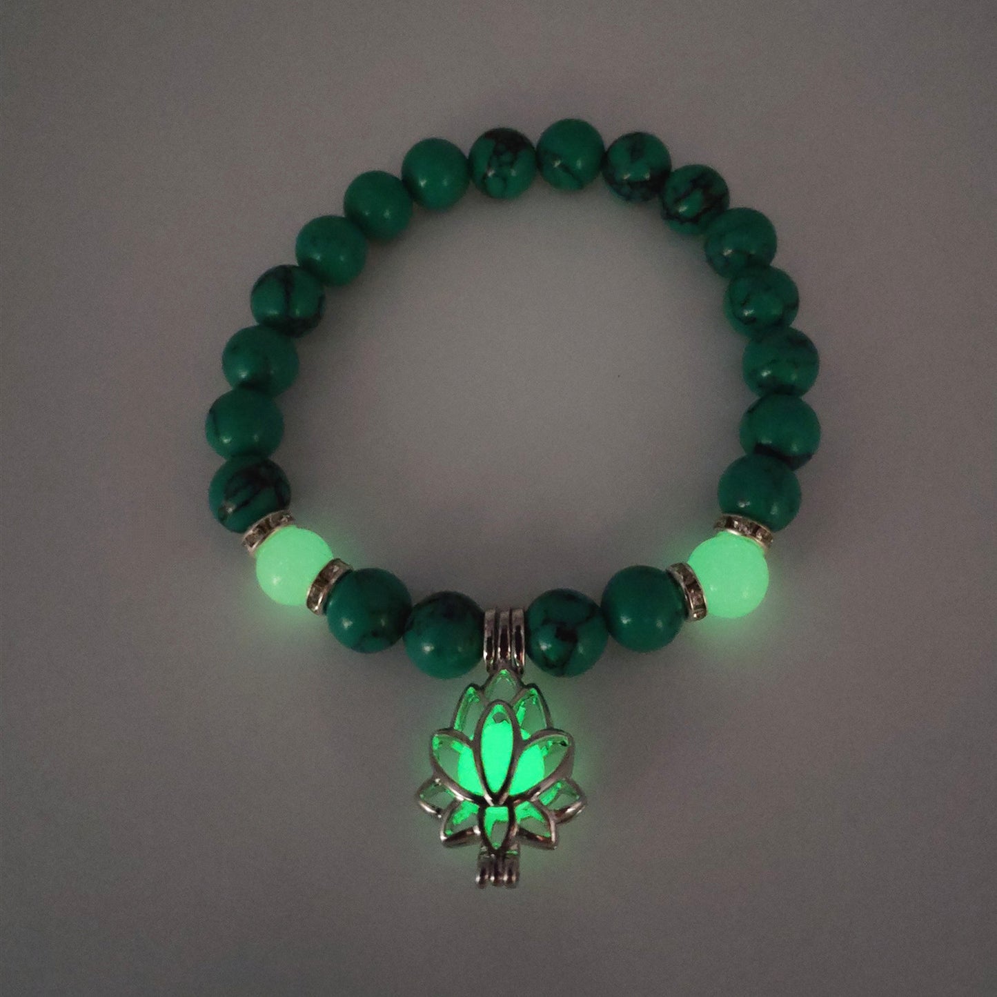 Energie Leuchtender Lotus Naturstein Armband Yoga Heilung Leuchtendes Armband im Dunkeln Leuchtende Perlen Armband Für Männer Frauen Gebet Buddhismus