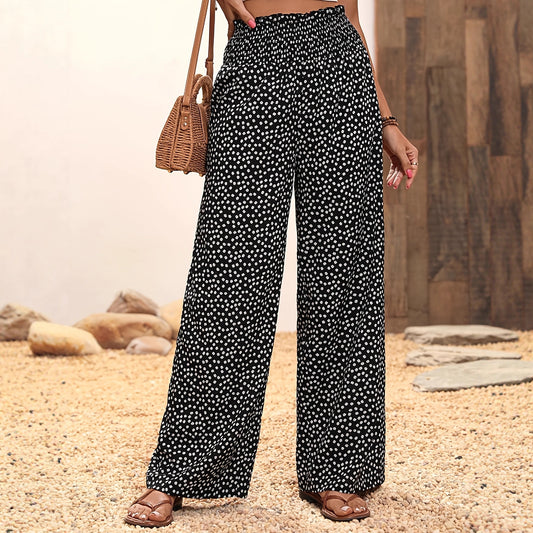 Printed Loose-Fitting SpringSummer Casual Stretch Waist Elastic Pants