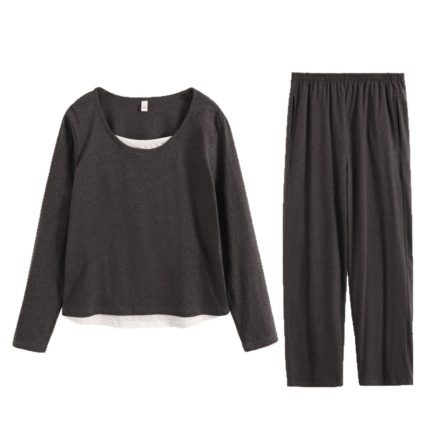 Super Soft Women's Pullover Fake Two-piece Spliced Pajamas