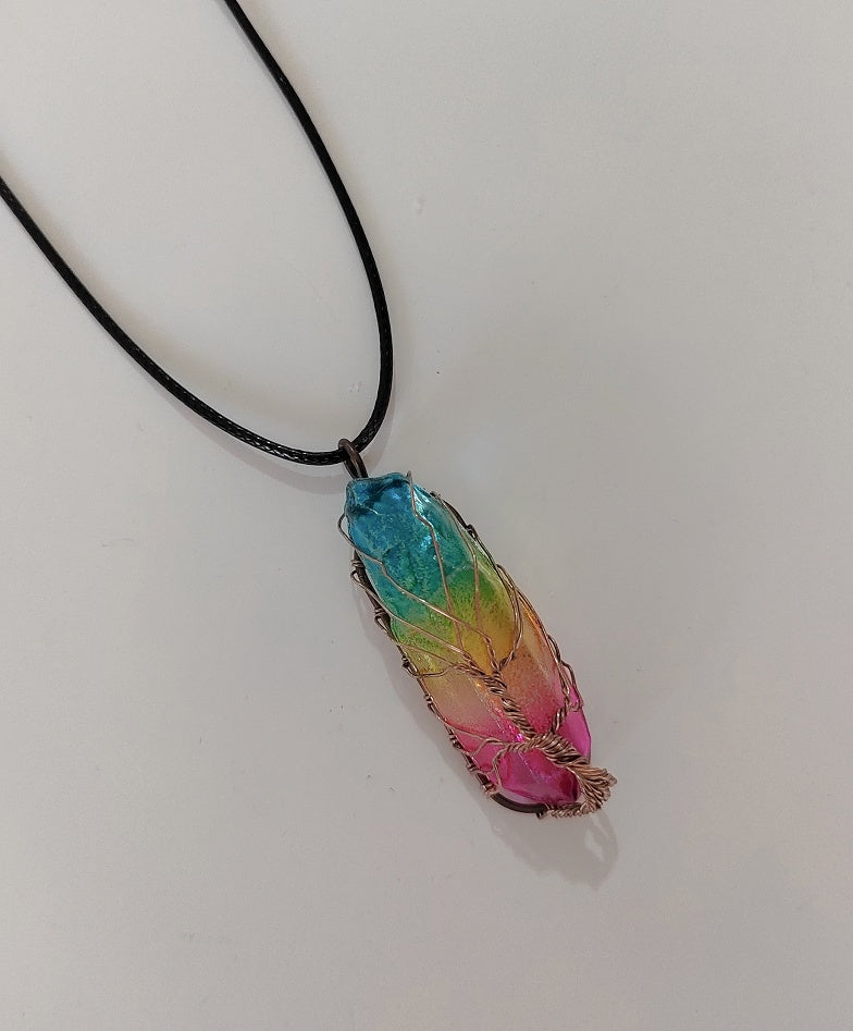 Collier Tendance Ins avec Pendentif Arbre de Vie en Cristal de Pierre à Succès Commercial