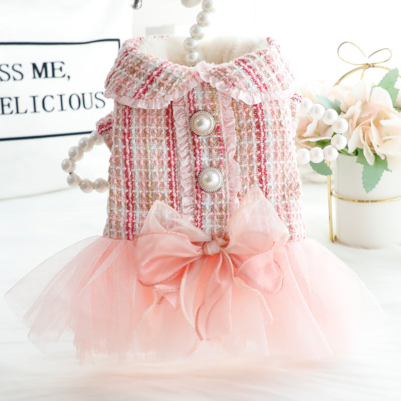 Plush Thick Lace Dog Clothes Cat Princess Skirt