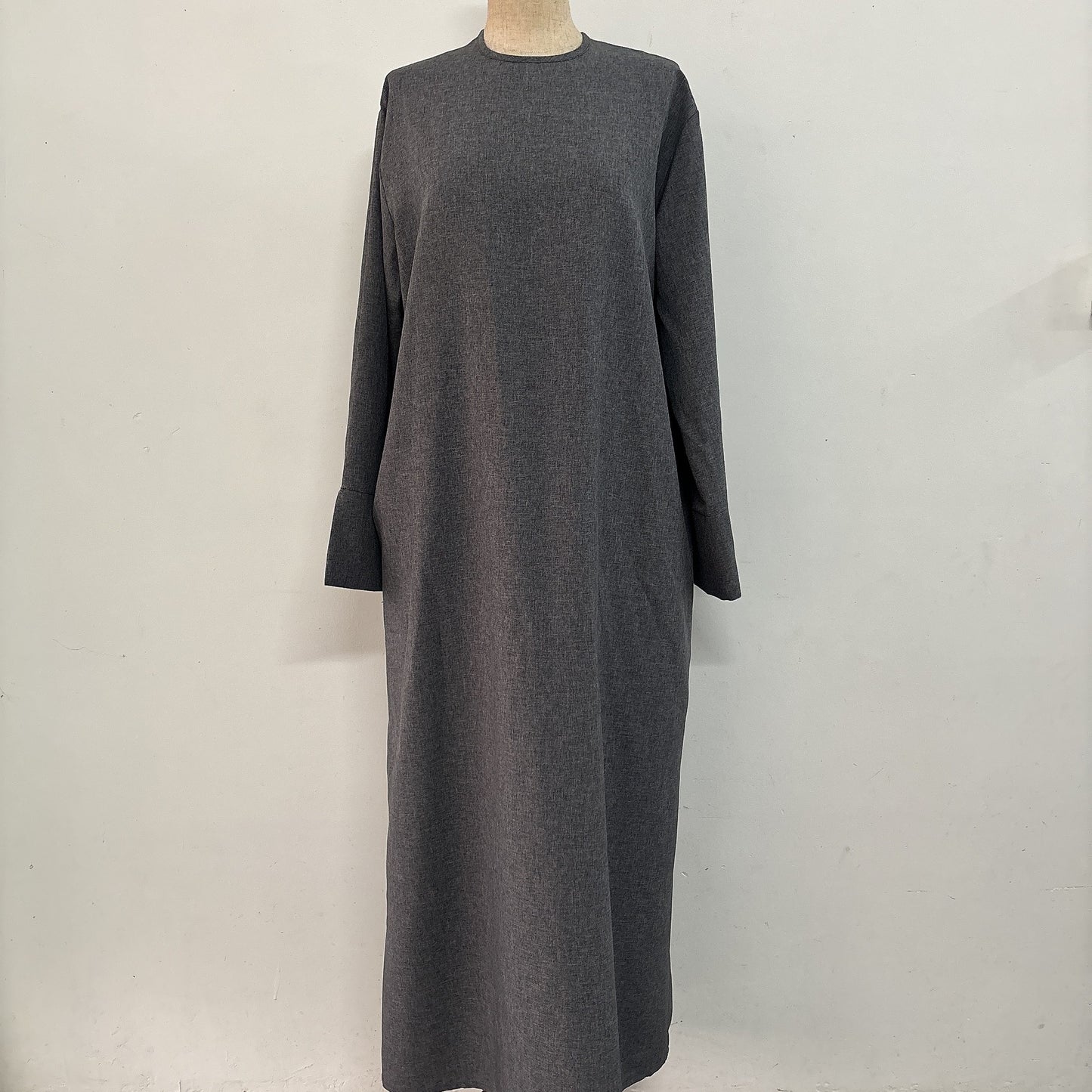 Round-neck Simple Solid-color Loose-fitting Straight-cut Elegant Dress
