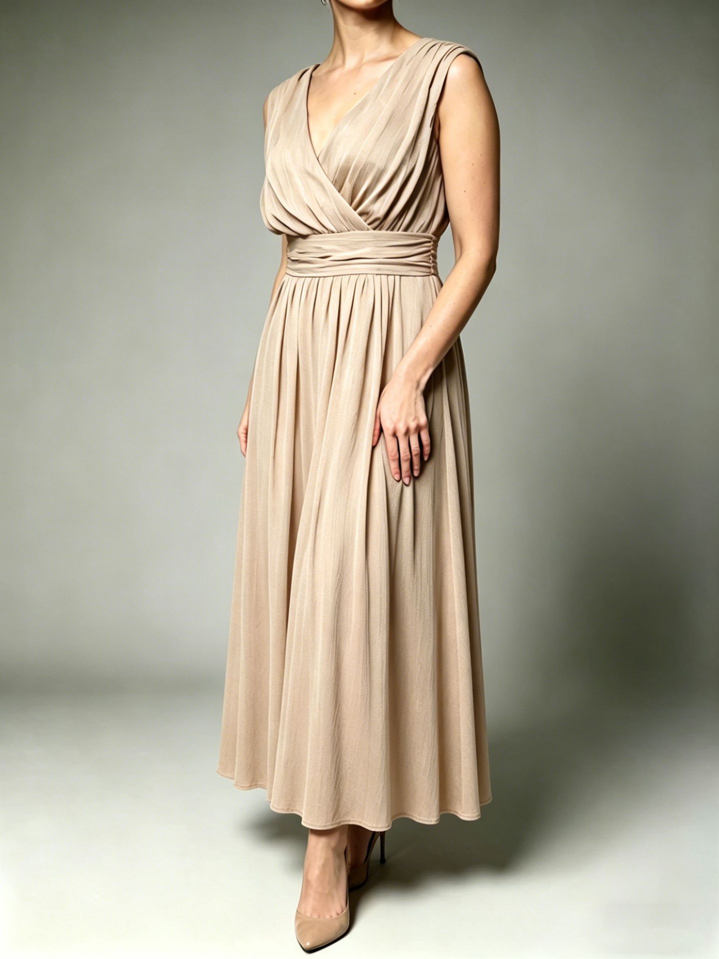 Solid-color Pleated Elegant Fashion Dress