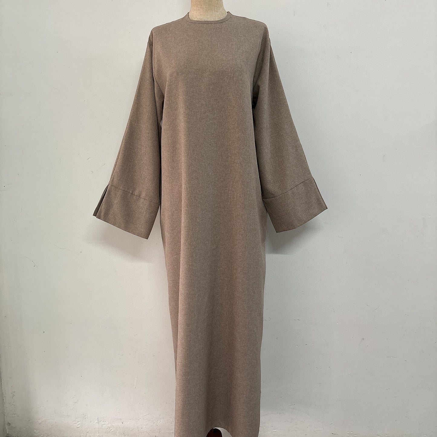 Round-neck Simple Solid-color Loose-fitting Straight-cut Elegant Dress