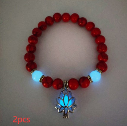 Energie Leuchtender Lotus Naturstein Armband Yoga Heilung Leuchtendes Armband im Dunkeln Leuchtende Perlen Armband Für Männer Frauen Gebet Buddhismus