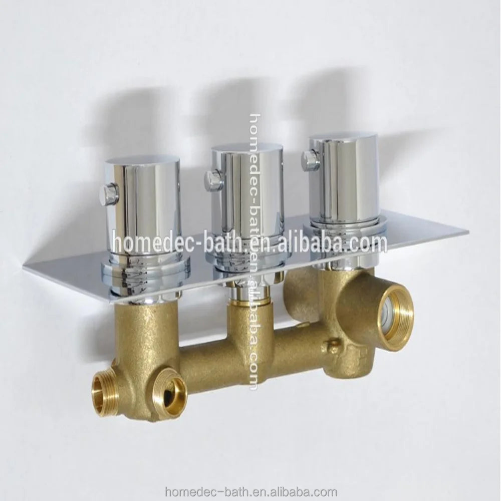 Brass Thermostatic 3 Dial 3 Ways Radiator Control Valve Mixer