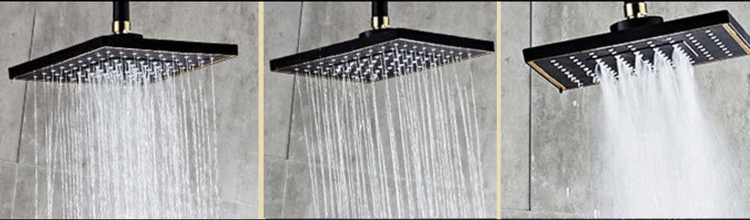 Black Gold Bathroom Rainfall Shower Set 3 Function Shower Combo