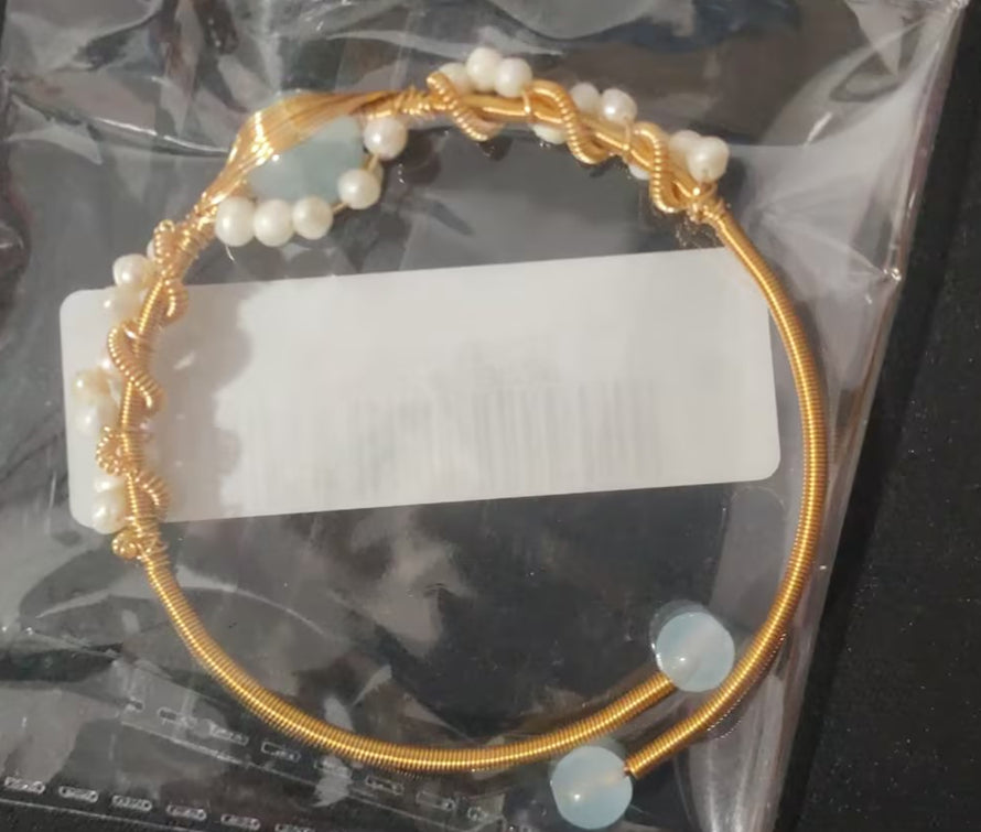 Perlenarmbänder für Damen, vergoldet, Perlenarmband, goldfarben, geflochten, Vintage-Stil, Armreifen, Mode-Armband