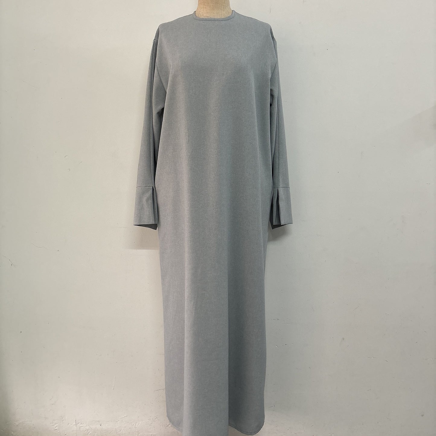 Round-neck Simple Solid-color Loose-fitting Straight-cut Elegant Dress