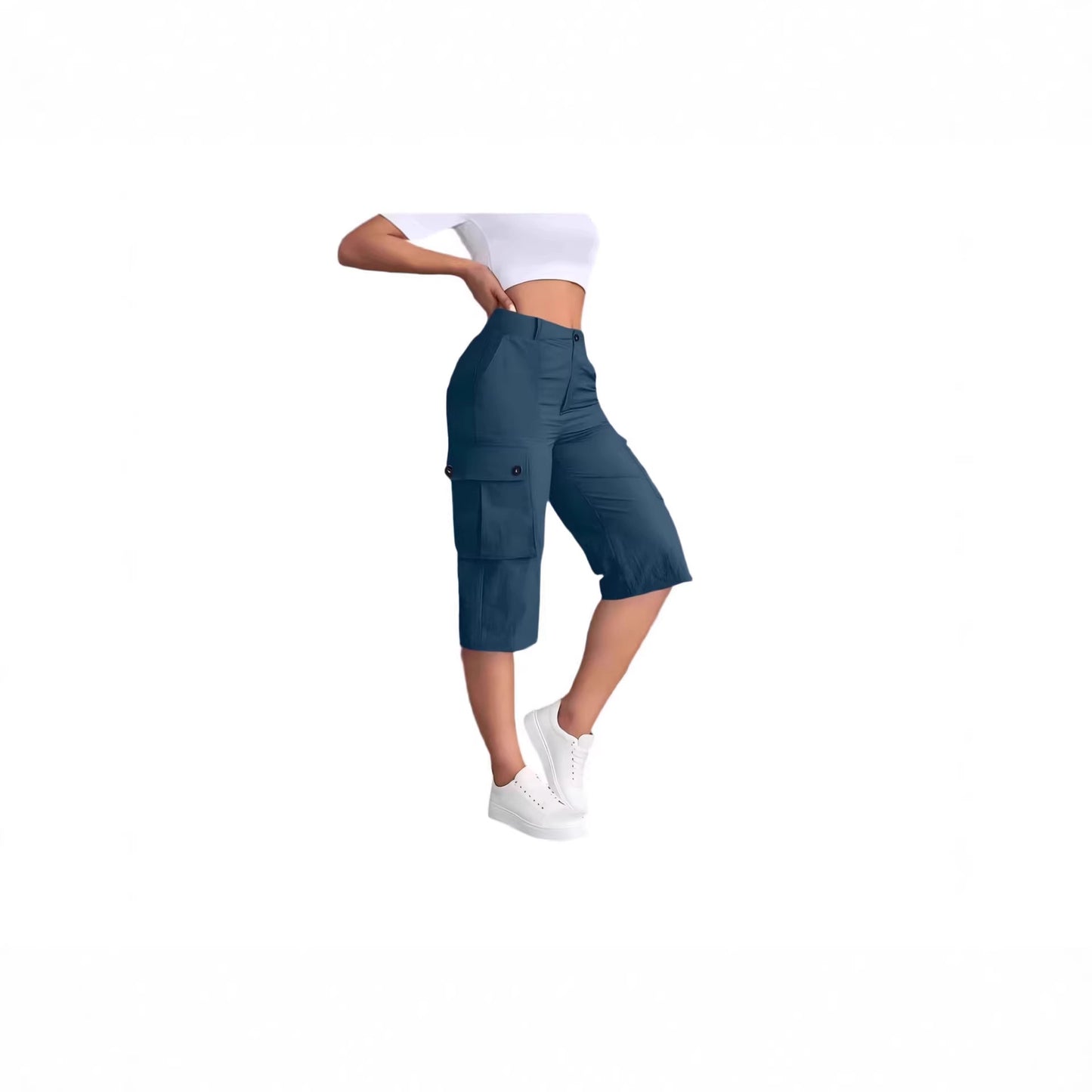 Womens Fashion Solid-Colored Casual Work Pants With Elasticized Back Waist