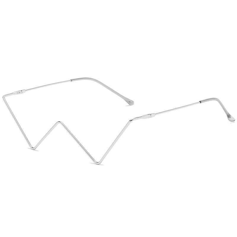 Metal Diamond-studded Glasses Half-frame Street Shooting V-shaped Decorative Frame