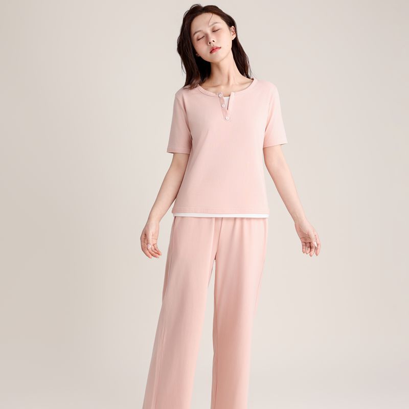 Super Soft Women's Pullover Fake Two-piece Spliced Pajamas
