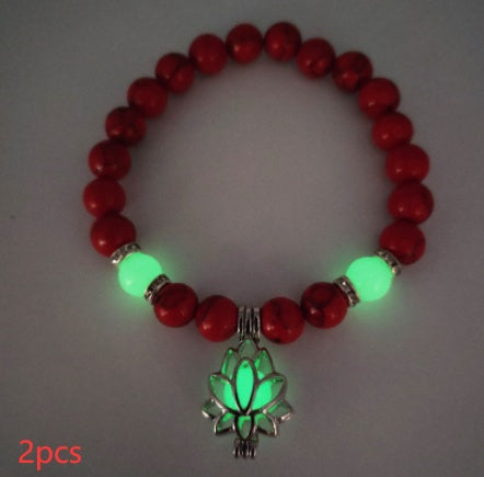 Energie Leuchtender Lotus Naturstein Armband Yoga Heilung Leuchtendes Armband im Dunkeln Leuchtende Perlen Armband Für Männer Frauen Gebet Buddhismus