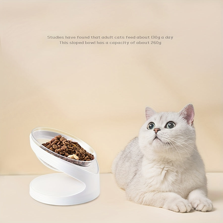 Elevated Cat Food Bowl Ergonomic Clear Anti Vomit Tilt Pet Feeder Cat Neck Protection Bowl Durable Plastic, Suitable For Dry And Wet Cat Food