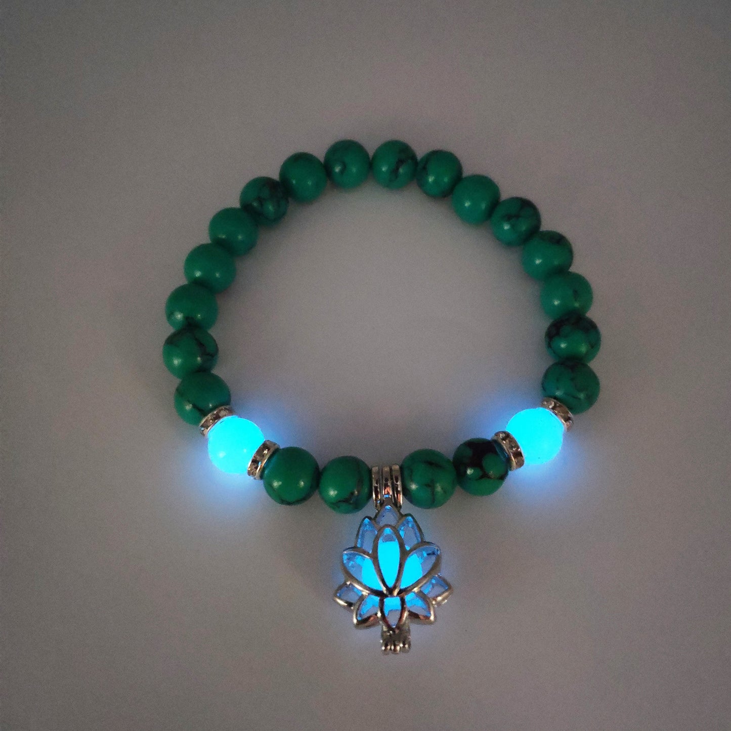 Energie Leuchtender Lotus Naturstein Armband Yoga Heilung Leuchtendes Armband im Dunkeln Leuchtende Perlen Armband Für Männer Frauen Gebet Buddhismus