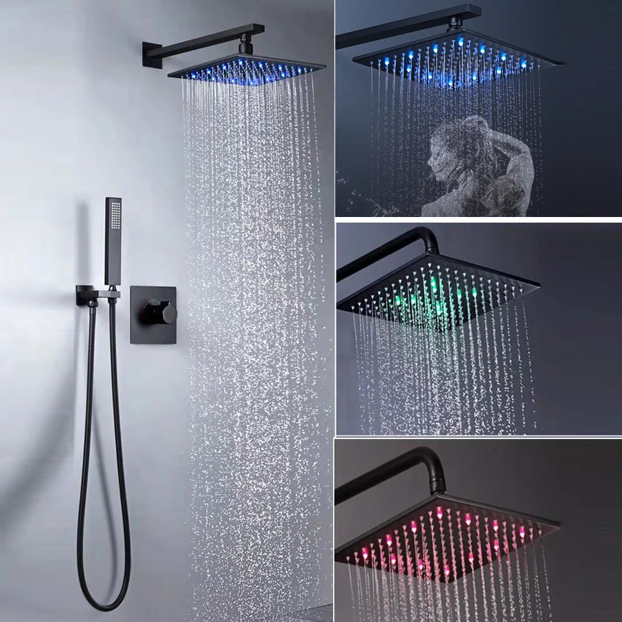 CLASIKAL LED Light Shower Set Color Ceramic New Design Wholesale Cheap Hotel European Chrome Modern Standard Black