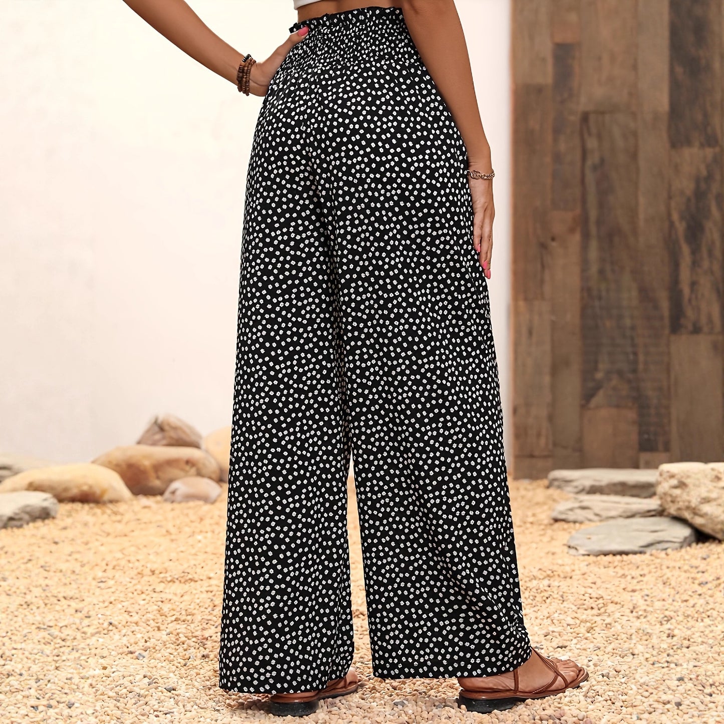 Printed Loose-Fitting SpringSummer Casual Stretch Waist Elastic Pants