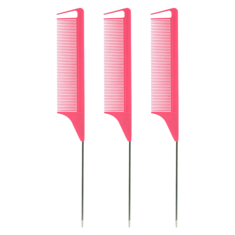 Pro Spitzschwanz Salon Friseur Haarstyling Antistatischer Kamm Haarbürste Stahlnadelstift Stielkamm Friseurzubehör
