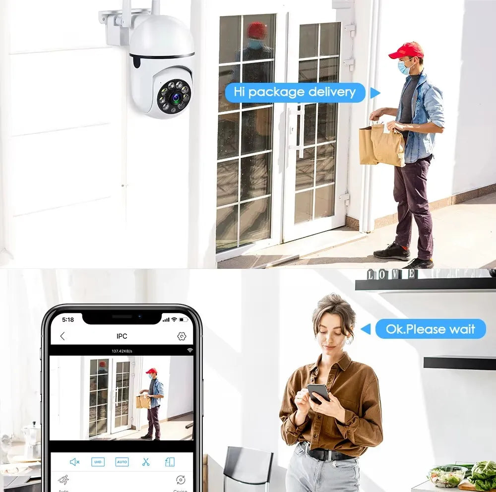 8MP Wifi IP Wireless Security Surveillance PTZ Camera 4X Zoom Cameras Tracking Two-way Audio HD Night Color Cam - Shoppiline