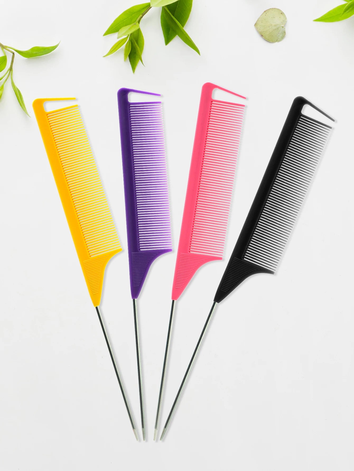 Pro Spitzschwanz Salon Friseur Haarstyling Antistatischer Kamm Haarbürste Stahlnadelstift Stielkamm Friseurzubehör