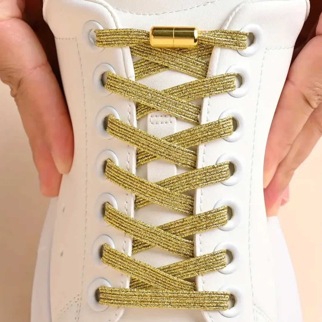 Lacets sans nœud Boucle colorée Lacets Perle Lumière colorée Mode sans attaches Lacets élastiques Baskets Enfants Adultes Élargis