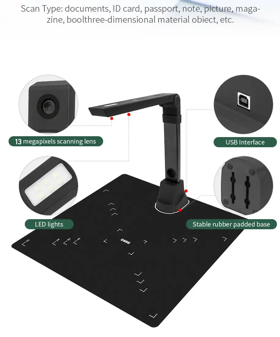 NETUM Book Scanner T101 Autofocus Document Scanner Max A4 A3 Size with Smart OCR Led Table Desk Lamp for Family Home Office - Shoppiline