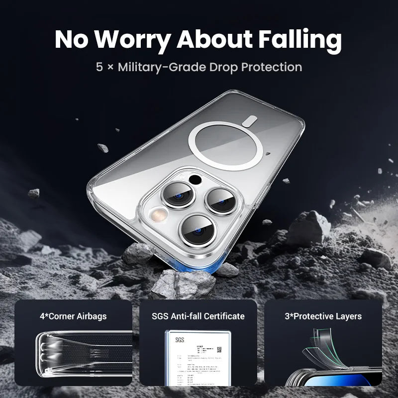 UGREEN Magnetic Case for iPhone 17 16 15 14 13 Pro Max Case Shockproof Cover for iPhone 16 Pro Max Plus 16pro Macsafe TPU Cases - Shoppiline