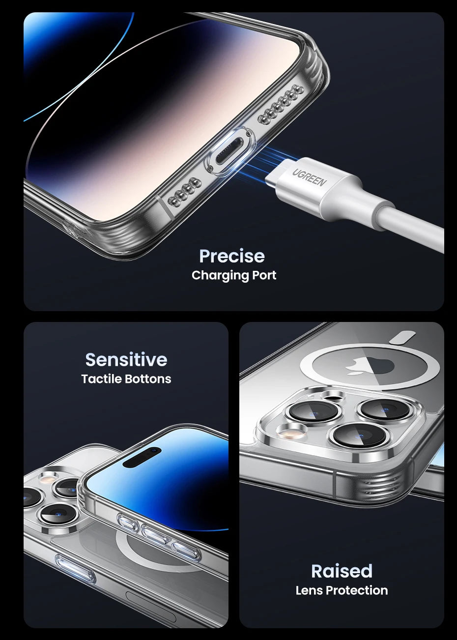 UGREEN Magnetic Case for iPhone 17 16 15 14 13 Pro Max Case Shockproof Cover for iPhone 16 Pro Max Plus 16pro Macsafe TPU Cases - Shoppiline