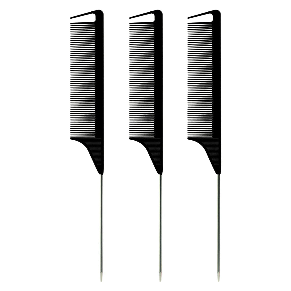 Pro Spitzschwanz Salon Friseur Haarstyling Antistatischer Kamm Haarbürste Stahlnadelstift Stielkamm Friseurzubehör