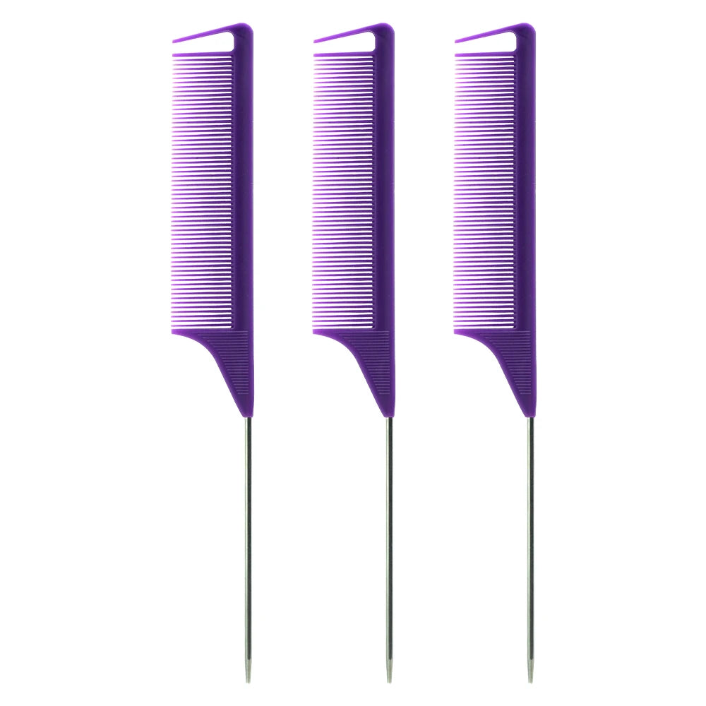 Pro Spitzschwanz Salon Friseur Haarstyling Antistatischer Kamm Haarbürste Stahlnadelstift Stielkamm Friseurzubehör