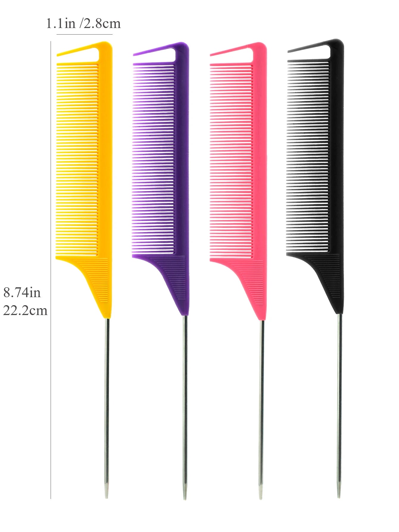 Pro Spitzschwanz Salon Friseur Haarstyling Antistatischer Kamm Haarbürste Stahlnadelstift Stielkamm Friseurzubehör