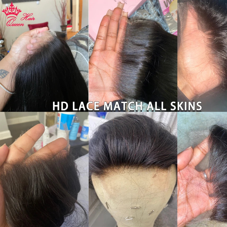 Queen Hair Real HD Frontal/Closure Only Invisible Melt Skin Lace 13x6 13x4 4x4 4x6 5x5 6x6 7x7 Raw Human Hair Body Wave/Straight