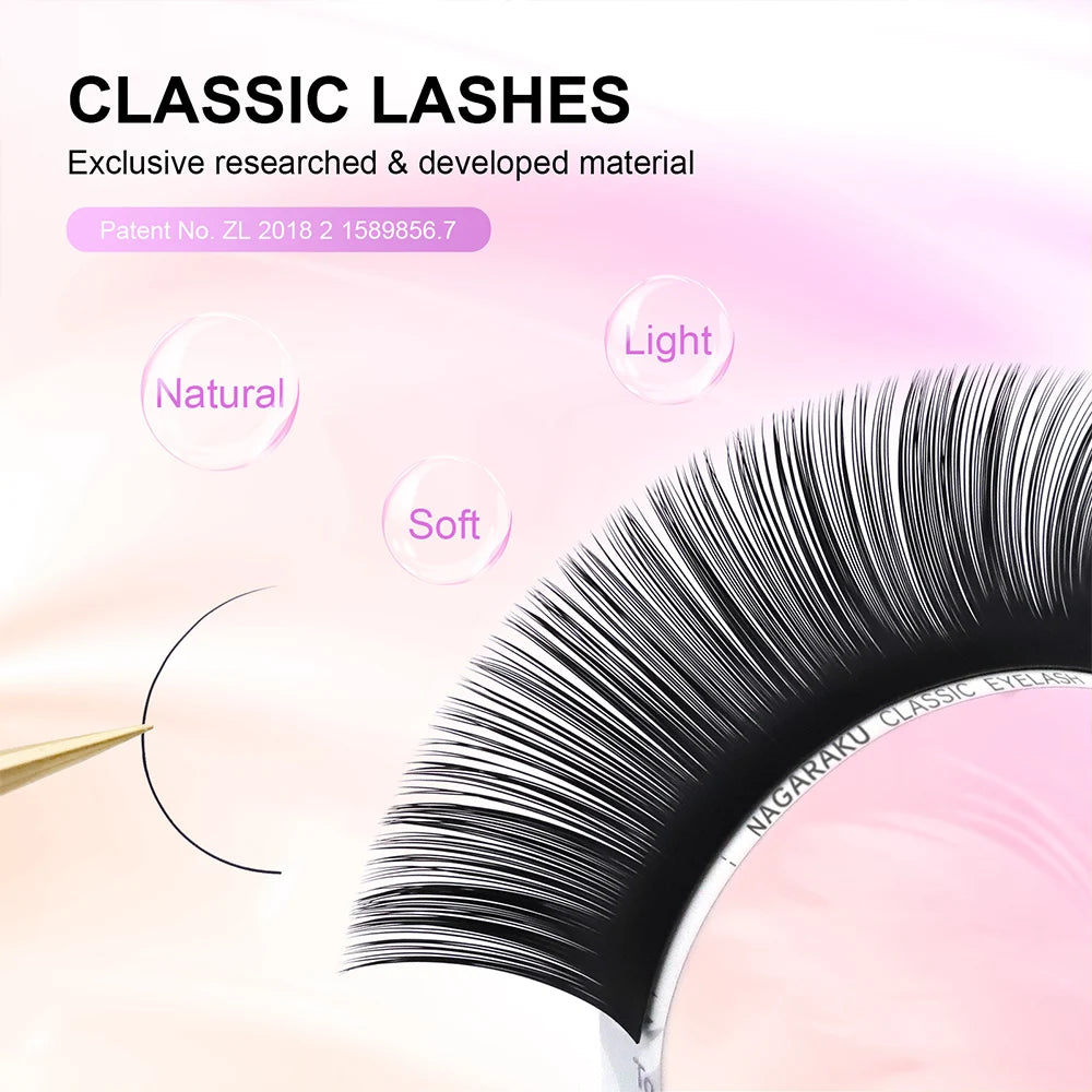 NAGARAKU 6 Cases False Eyelash Extension Supplies Synthetic Mink Individual Length 7-15 Mix 16-20 Mix 16 Lines High Quality Soft