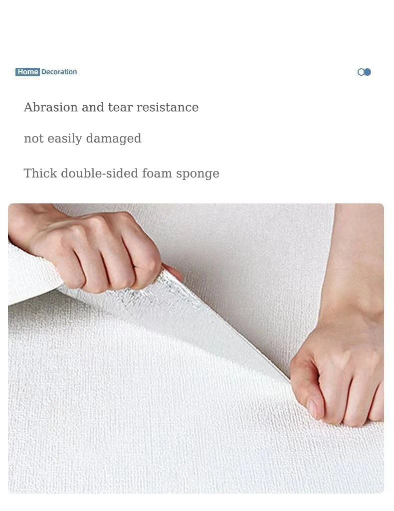 50cm solid linen foam 3D self-adhesive thickened wall sticker PVC waterproof background wall renovation wallpaper
