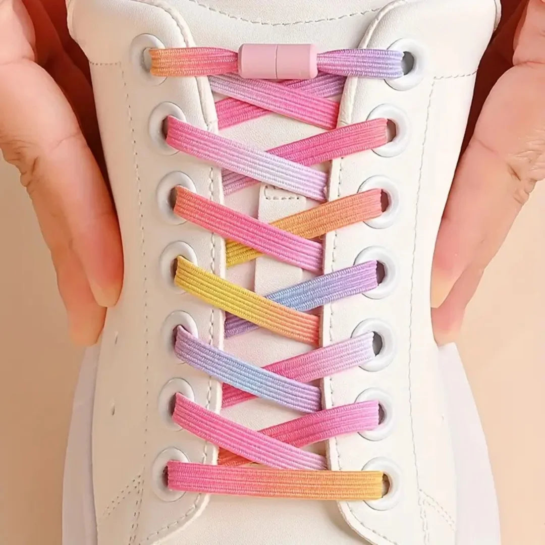 Lacets sans nœud Boucle colorée Lacets Perle Lumière colorée Mode sans attaches Lacets élastiques Baskets Enfants Adultes Élargis