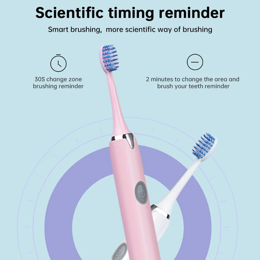 Tongwode Sonic Electric Toothbrush IPX7 Waterproof Adult Couple Home Use Soft Bristle Replaceable With 6 Tooth Brush Heads