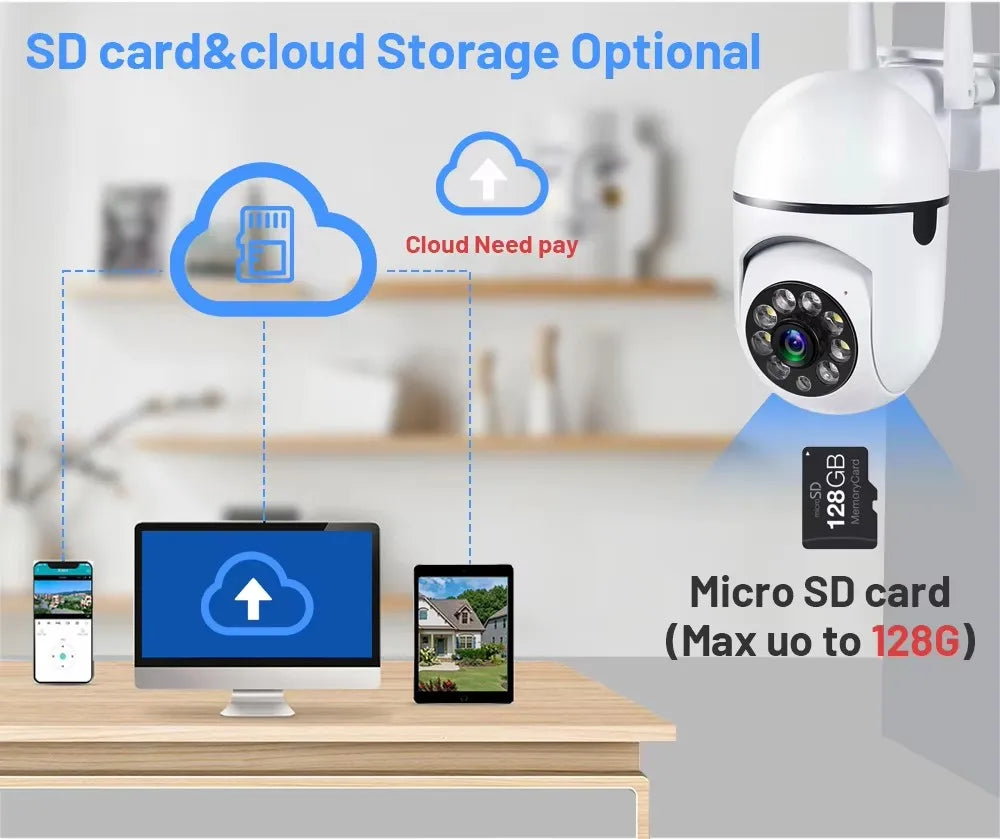 8MP Wifi IP Wireless Security Surveillance PTZ Camera 4X Zoom Cameras Tracking Two-way Audio HD Night Color Cam - Shoppiline