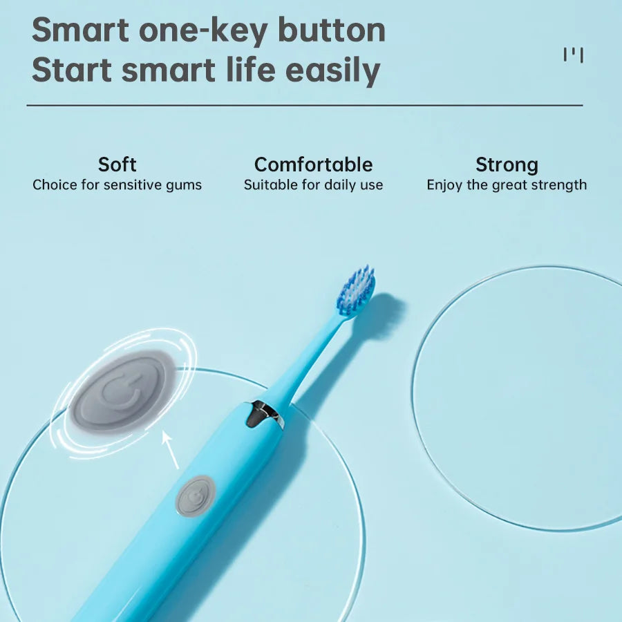 Tongwode Sonic Electric Toothbrush IPX7 Waterproof Adult Couple Home Use Soft Bristle Replaceable With 6 Tooth Brush Heads