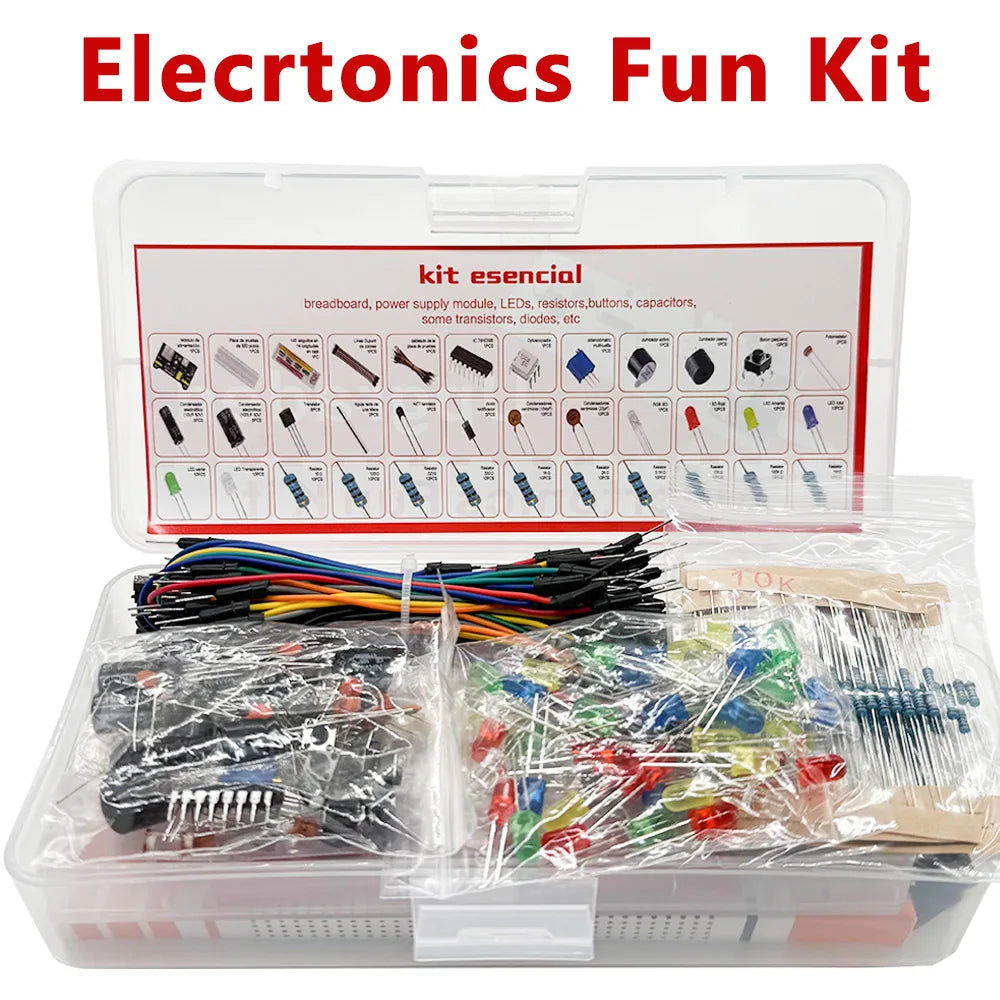 Kit de composants électroniques Condensateur électrolytique Résistance LED MB-102 Platine d'expérimentation 830 points pour kit de démarrage UNO R3