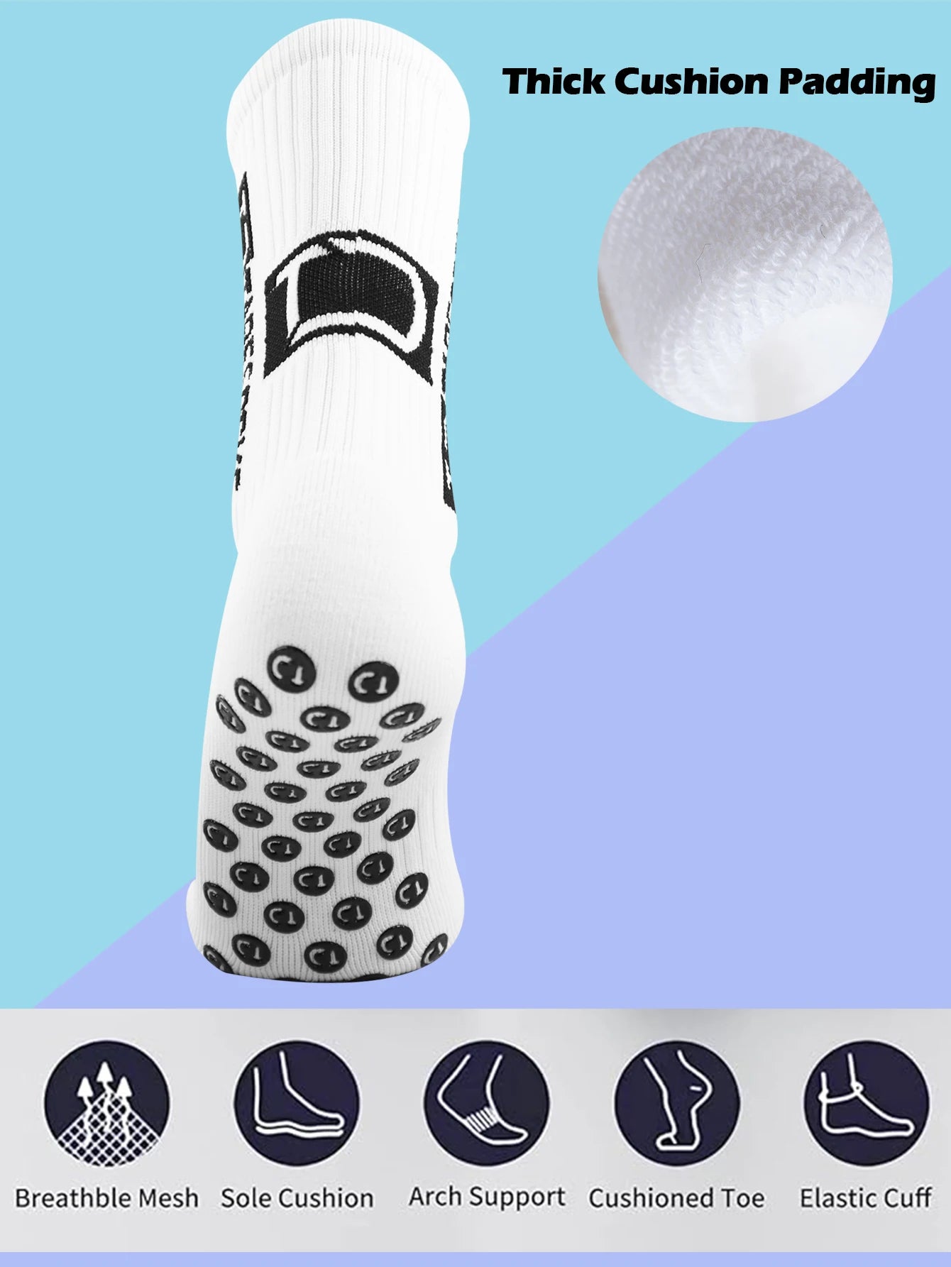 6 pairs of football socks sports socks men's mid-calf socks silicone non-slip dot socks basketball yoga socks