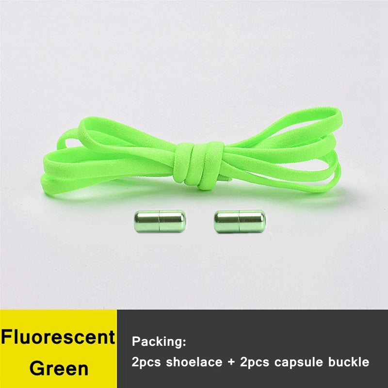 NEW 1 Pair Round Color Elastic Shoelaces Lock No Tie Shoelace Metal Easy to Remove Suitable for All Shoes Lazy Lace 21 Colors