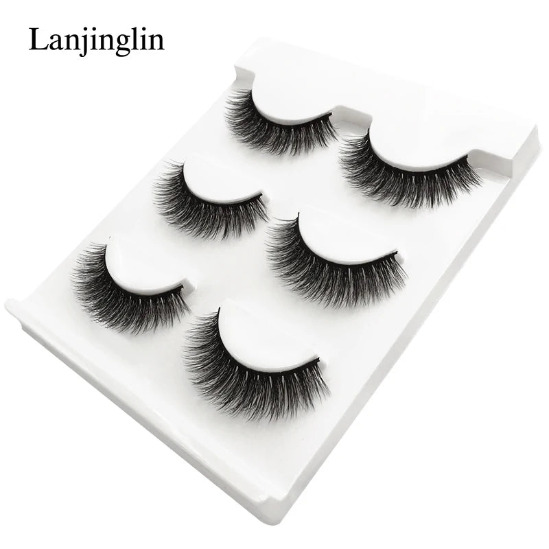 Neu 3 Paar natürliche falsche Wimpern Fake Lashes langes Make-up 3D Nerzwimpern Verlängerung Wimper Nerzwimpern für Schönheit #X11