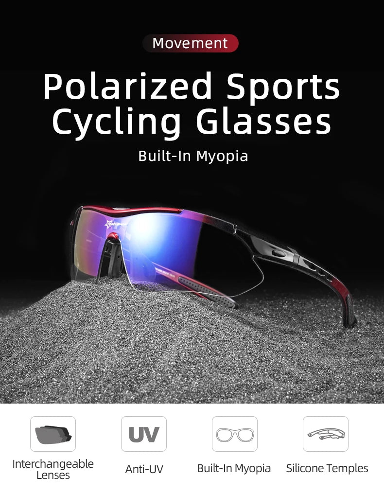 ROCKBROS Cycling Polarized glasses Bike Sunglasses Outdoor Sports Sunglasses MTB PC Goggles Eyewear 5/3 Lens Bicycle Accessory - Shoppiline