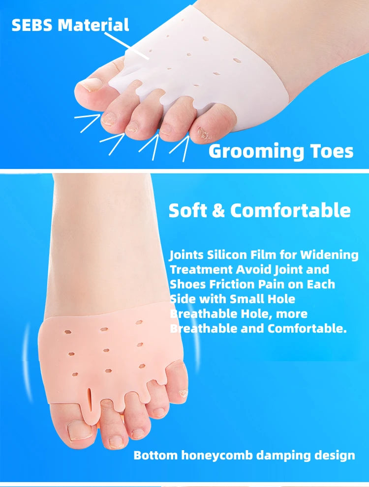 2pcs=1pair Toe Separator Hallux Valgus Corrector Finger Bunion Orthotics Protector Overlapping Forefoot Pad Foot Care Pedicure