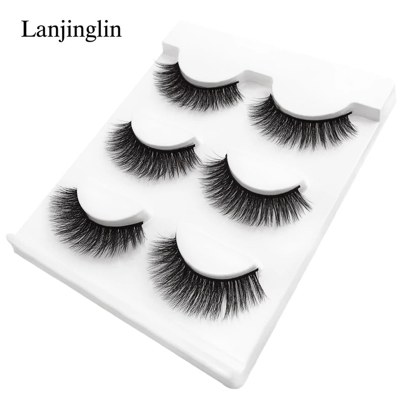 Neu 3 Paar natürliche falsche Wimpern Fake Lashes langes Make-up 3D Nerzwimpern Verlängerung Wimper Nerzwimpern für Schönheit #X11