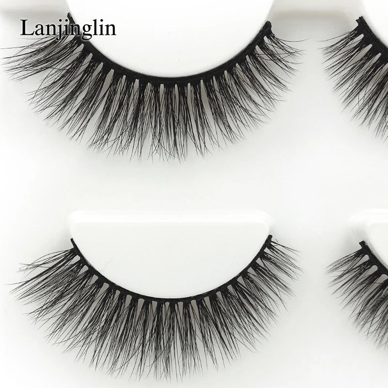 Neu 3 Paar natürliche falsche Wimpern Fake Lashes langes Make-up 3D Nerzwimpern Verlängerung Wimper Nerzwimpern für Schönheit #X11