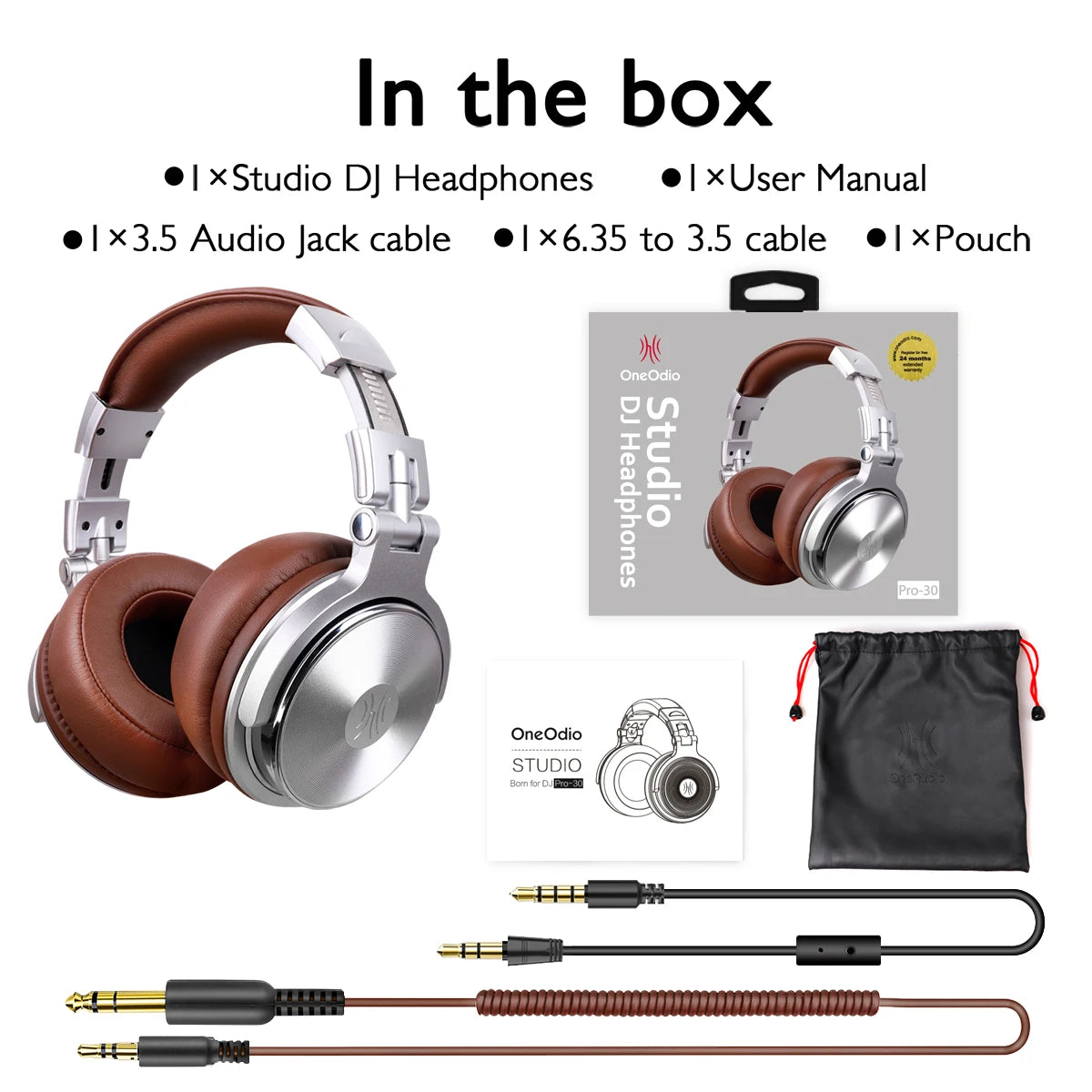Oneodio Pro 30 Casque audio professionnel de studio DJ avec microphone, écouteurs filaires supra-auriculaires, moniteurs HiFi, casque de jeu pliable