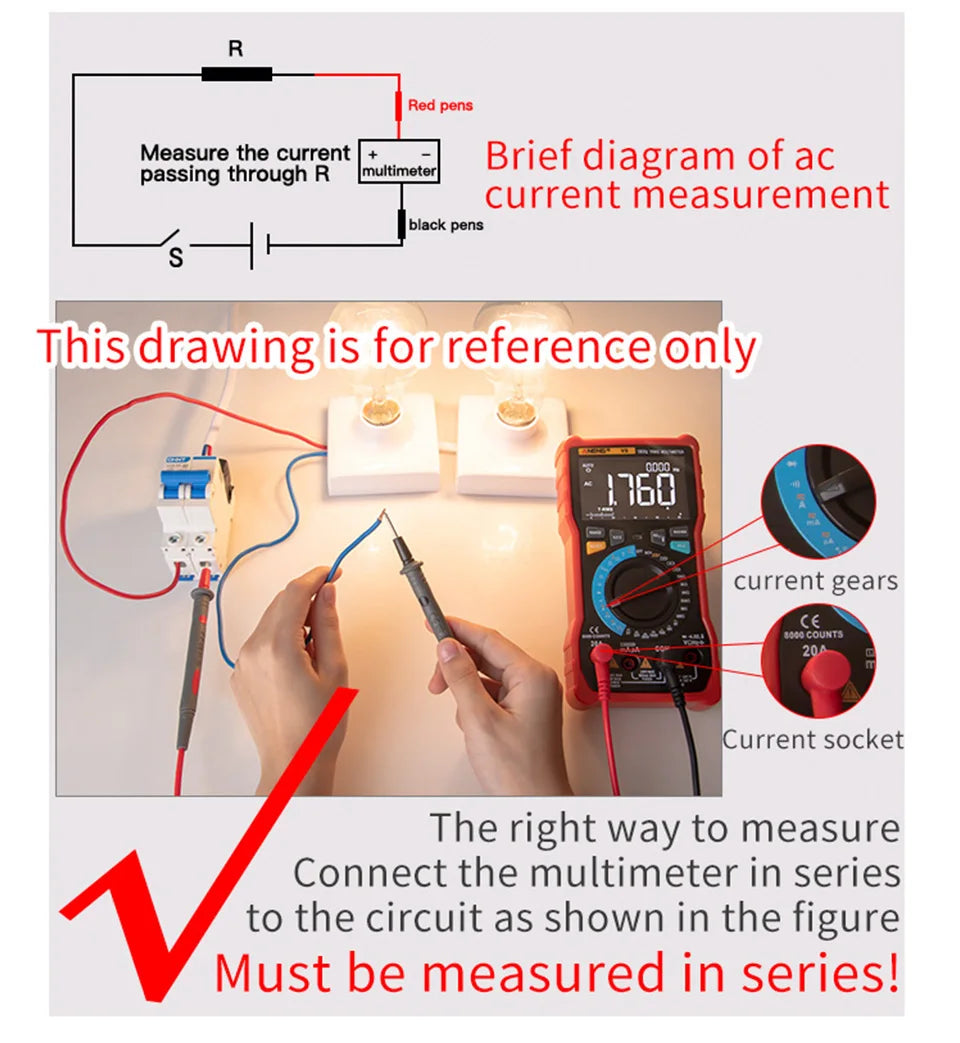 ANENG DM850 Digital Multimeter Automatic Professional 1999 Counts Auto AC/DC Votage Tester Ohm Current Ammeter Detector Tool
