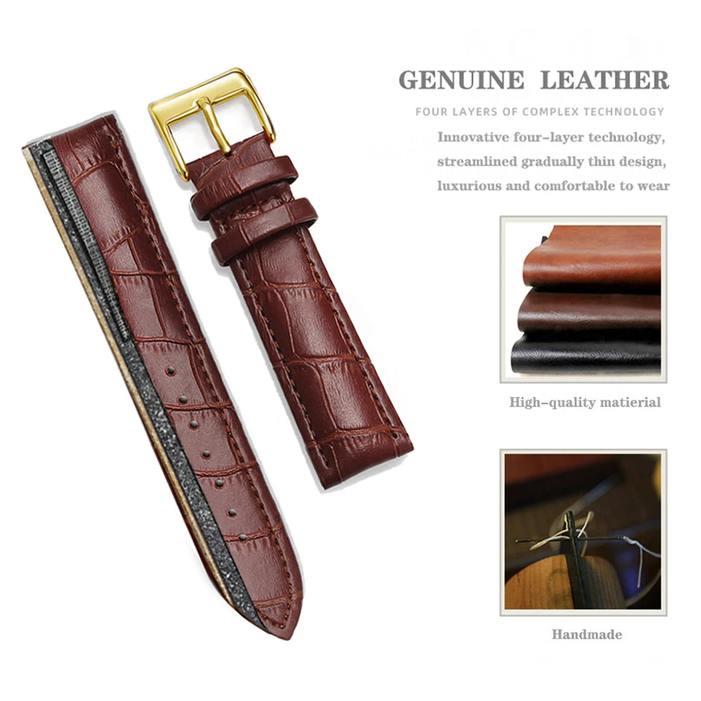Premium Genuine Leather Watchbands 12/14/16/18/19/20/21/22/24 mm Watch Band Strap High Quality Wrist Belt Bracelet + Tool